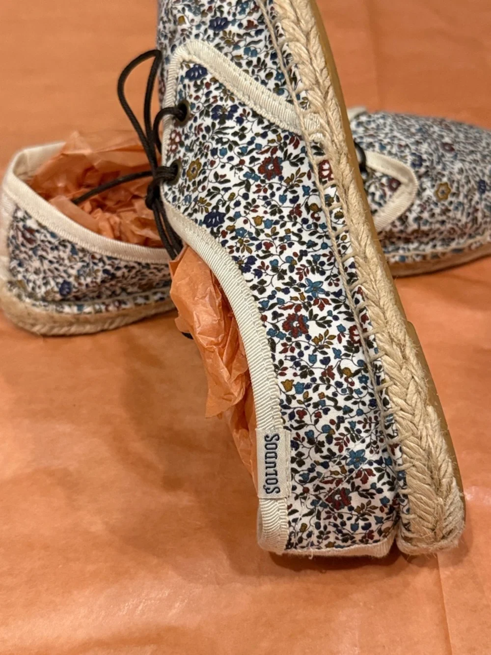 Soludos Floral Canvas Lace-Up Espadrille - White Multi